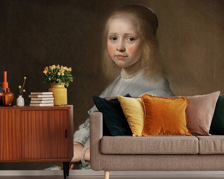 Portret van een meisje in het blauw, Johannes Cornelisz. Verspronck op